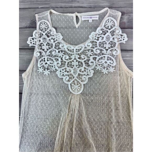 Altar’d‎ State Sheer Cream Lace Mini Dress Size Small - Picture 8 of 14